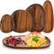 Set of 5 Acacia Wood Serving Platter and Trays, Irregular Oval Solid Wood Plates Serving Tray, Lightweight Wood Dinner Plates for Breakfast, Coffee, Tea, Snack, Plant, Housewarming Gift